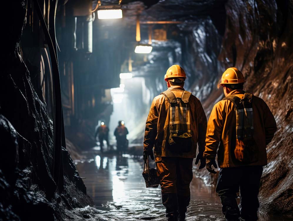 Miners working in a mine using a private mobile network from Bell. 