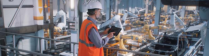 Car manufacturing plant using a private mobile network from Bell.